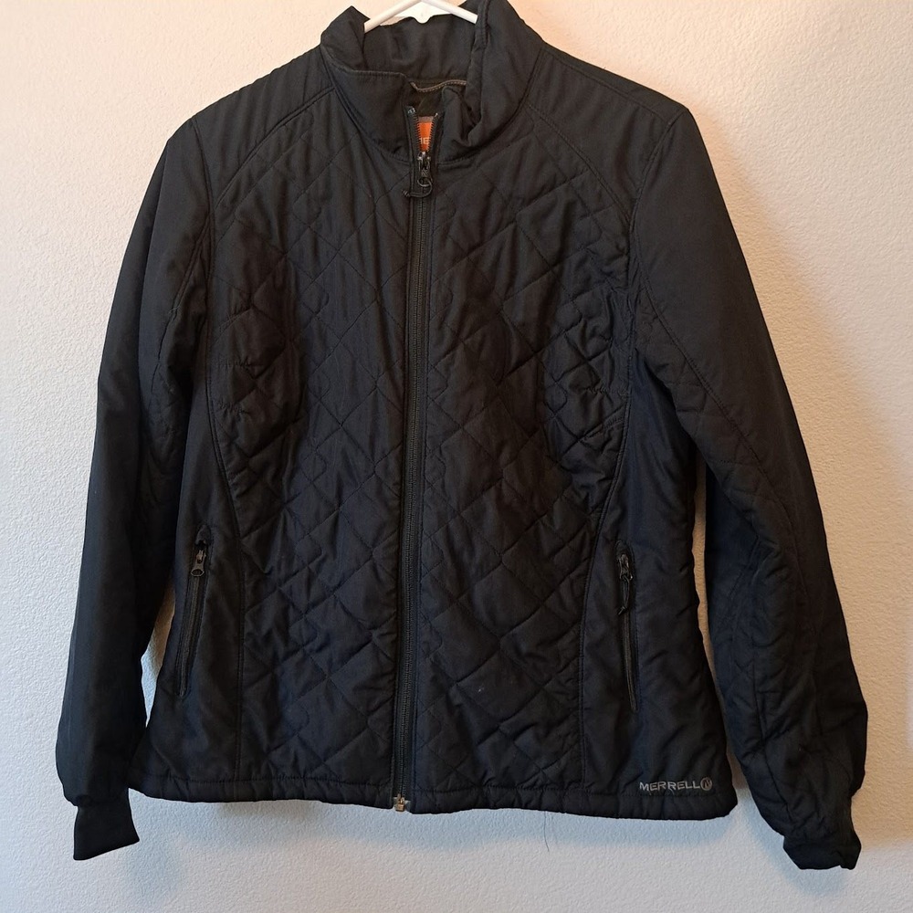 Merrell Opti-Warm Quilted Jacket Womens Medium Black Full Zip Puffer Coat Hiking